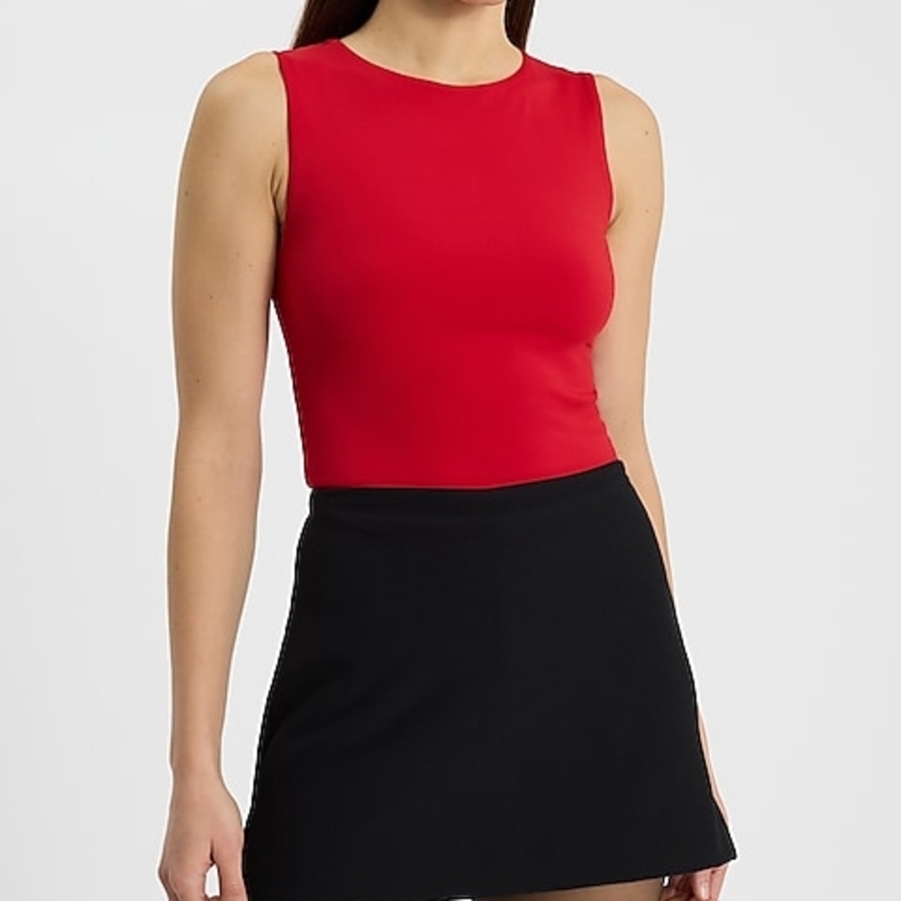Red Sleeveless Top and Black Skirt Set